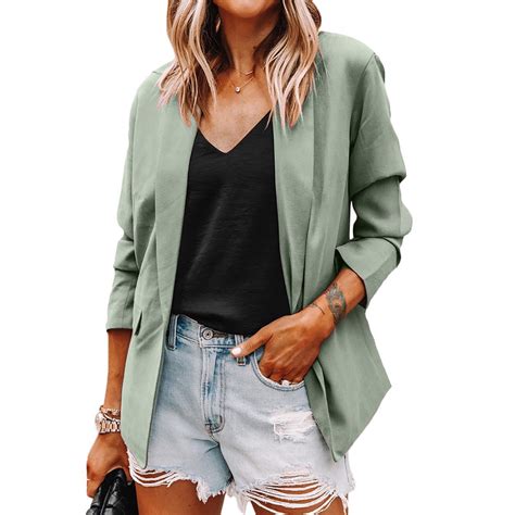 womens plus size blazers for work professional solid color suit lapel ...
