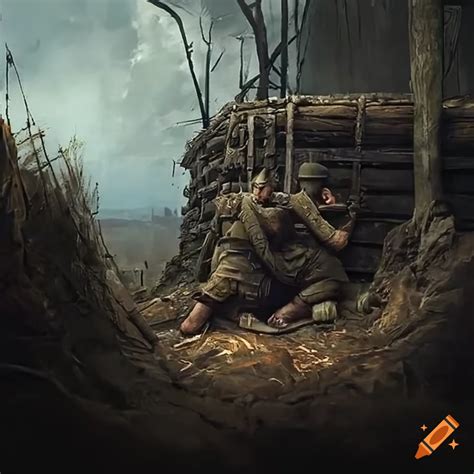 Trenches of world war 2 on Craiyon