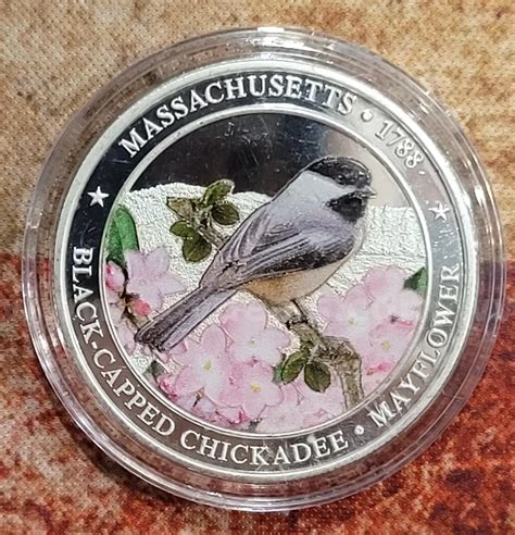 Beautiful Massachusetts State Bird 1oz Silver Round - Black-Capped ...