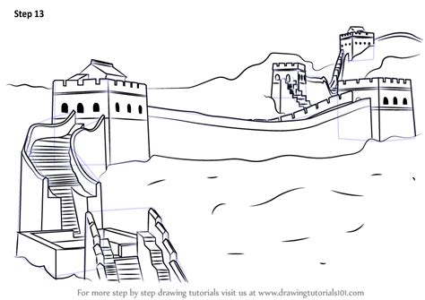 How to Draw Great Wall of China (World Heritage Sites) Step by Step ...