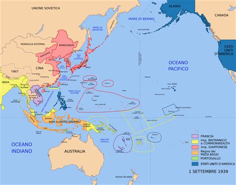 Pacific Area - The Imperial Powers 1939 Map