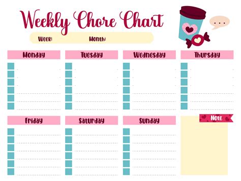Weekly Chore Chart - 10 Free PDF Printables | Printablee