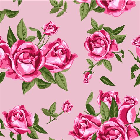 seamless vintage pink rose pattern 669887 Vector Art at Vecteezy