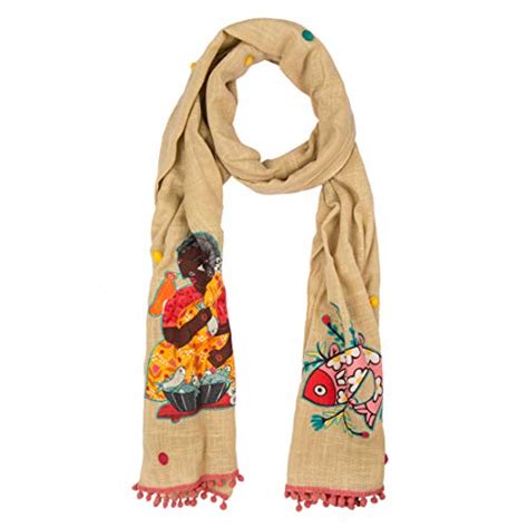 Buy Chumbak Tireless Fishmonger Rectangular Scarf - Beige at Amazon.in