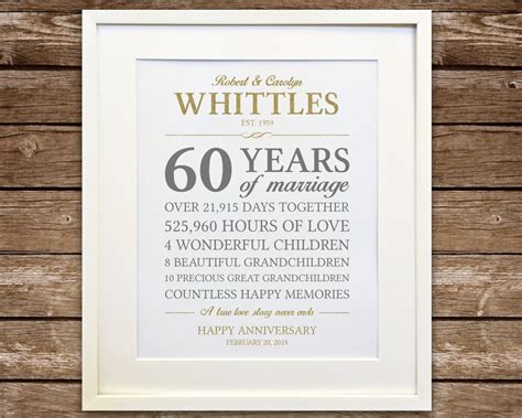 60th Anniversary Gift Diamond Anniversary Personalized 60th - Etsy