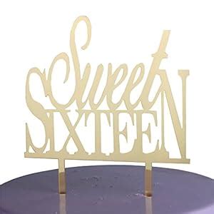 Buy LOVELY BITON Gold Sweet Sixteen Cake Topper Shining Numbers Letters ...