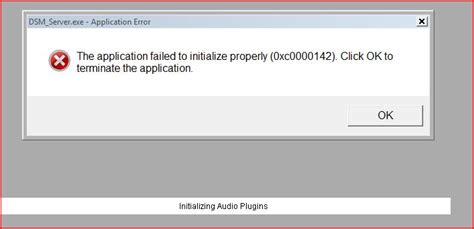 The application failed to initialize, this may be caused by an issue ...