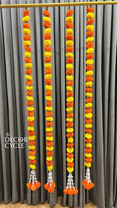 Artificial Marigold Garlands | Yellow & Orange Tassel Decor– The Decor ...