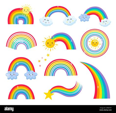 Different shapes of rainbow vector illustrations set Stock Vector Image ...
