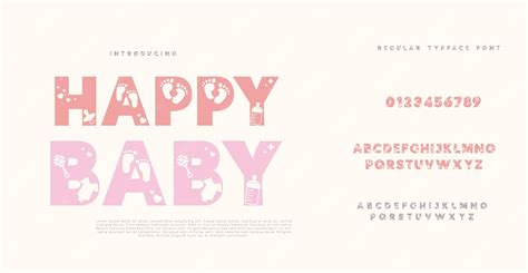 Kids children cute cartoon font vector modern alphabet font uppercase and number fonts victorian ...