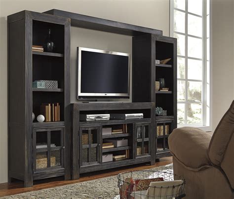 Signature Design by Ashley Gavelston Entertainment Wall Unit w/ Large ...