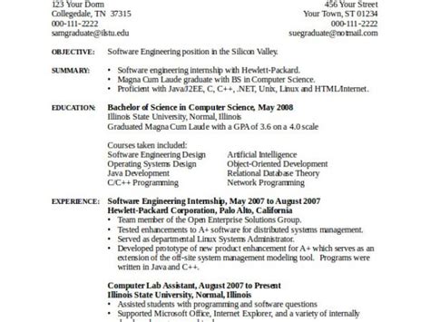 Computer Engineering Student Resume Sample 的图像结果