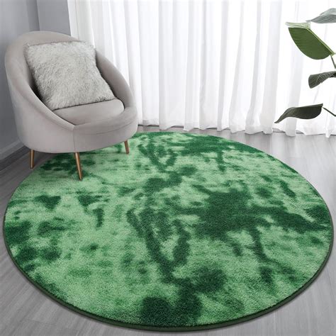 Amazon.com: Lascpt Round Rug for Bedroom 4x4, Tie-Dyed Green Circle Rug for Living Room Super ...