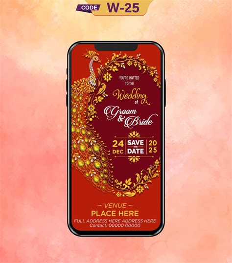 Peacock Wedding eInvite Samples | Royal Red and Gold Save the Date eCa ...