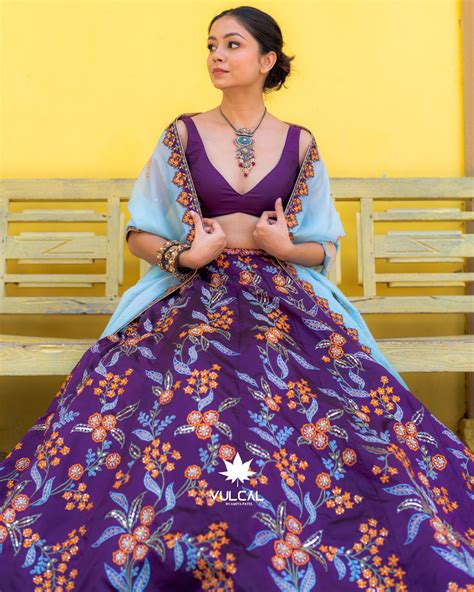 Purple & Sky blue Lehenga – Vulcal Store