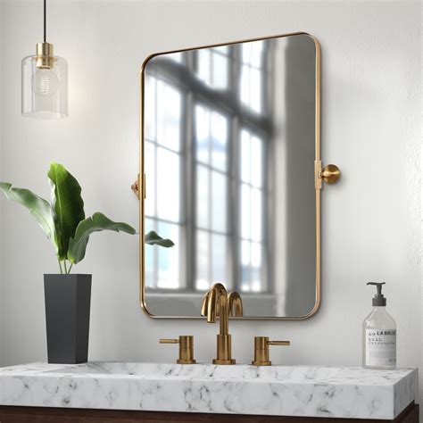MOON MIRROR Modern Gold Tilting Rectangle Pivot Mirrors for Bathroom ...