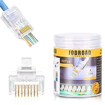 JODROAD 50-Pack Cat 6 Pass Through RJ45 Connectors – Seamless ...