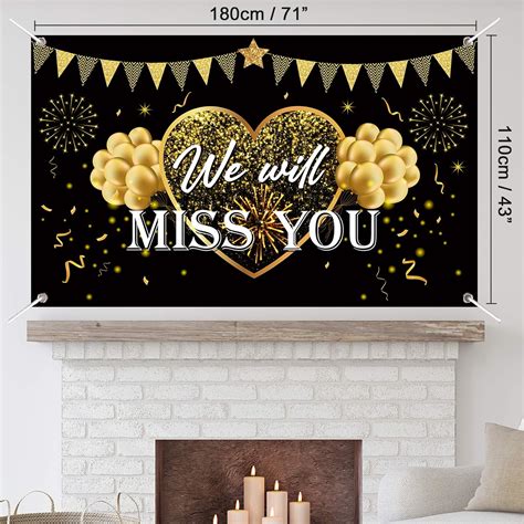Buy We Will Miss You Party Supplies Black Gold Going Away Party Banner ...