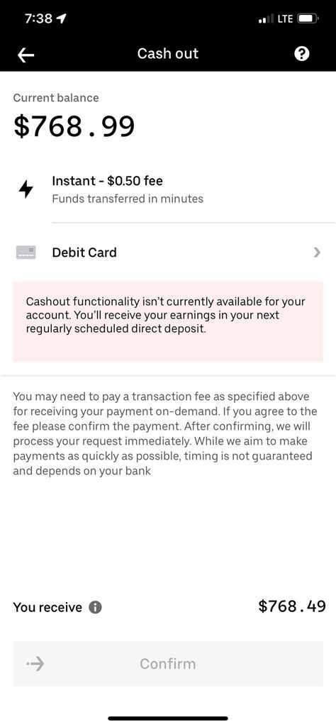 Can’t do instant pay out in Uber.any body else experienced this with Uber. And when I was still ...