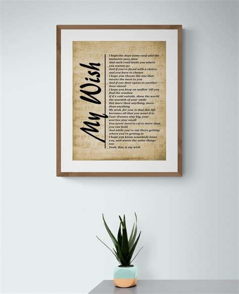 Rascal Flatts 'my Wish' Lyrics Sheet Music Art Print - Etsy