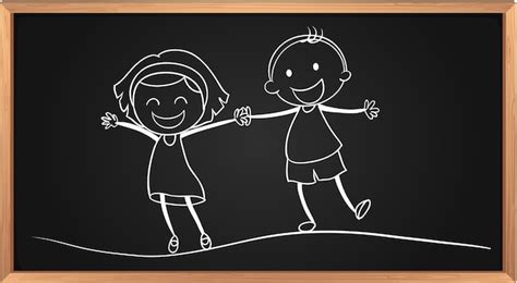 Doodle of boy and girl holding hands | Free Vector