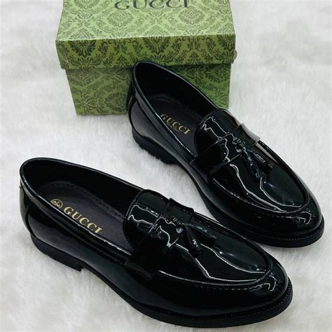 Gucci Black Patent Leather Loafers First Copy Shoes