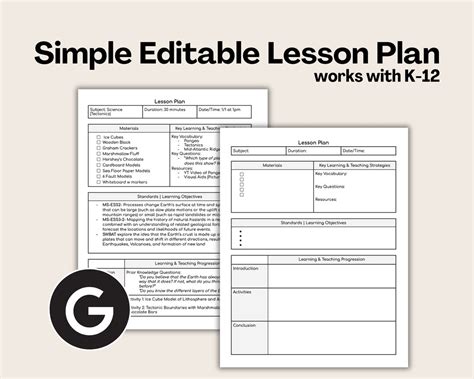 Basic Editable Lesson Plan Template PDF 的图像结果