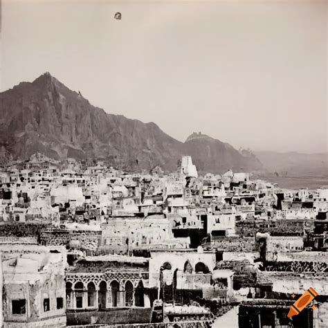 Black and white photograph of historic aden, the capital of yemen in ...