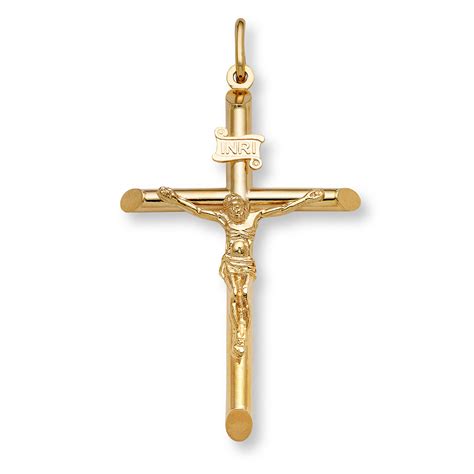 Men's 14K Fully Solid Gold Crucifix Pendant