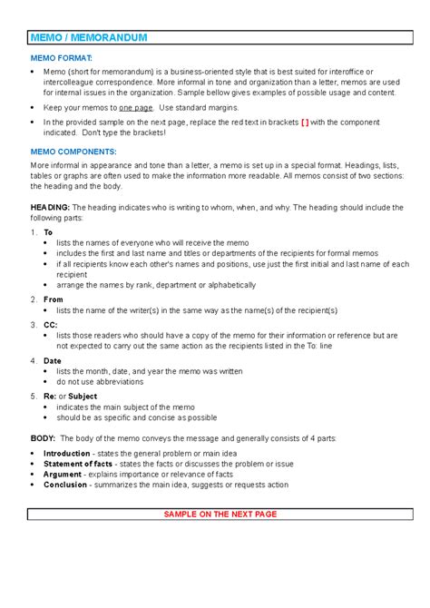 Basic Memorandum Format 的图像结果