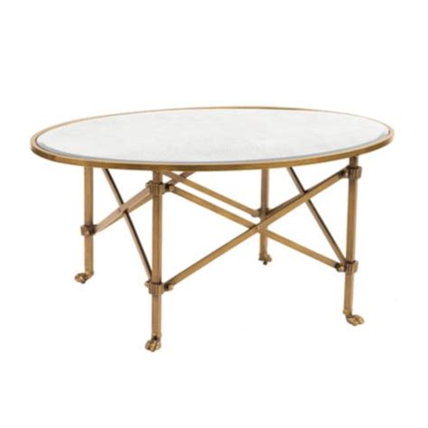 Olivia Coffee Table with Oval Beveled Mirror Top & Metal Legs