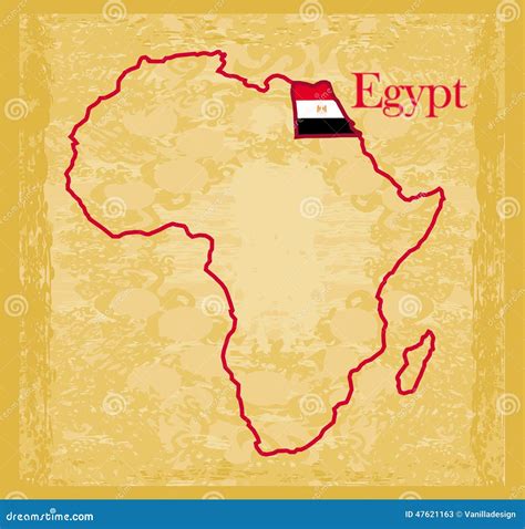 Egypt on Actual Vintage Political Map of Africa Stock Vector ...