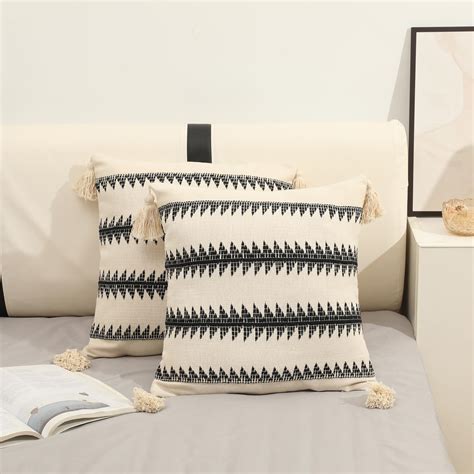 Amazon.com: KOOLIFE 2pcs Boho Beige Decorative Throw Pillow Covers ...