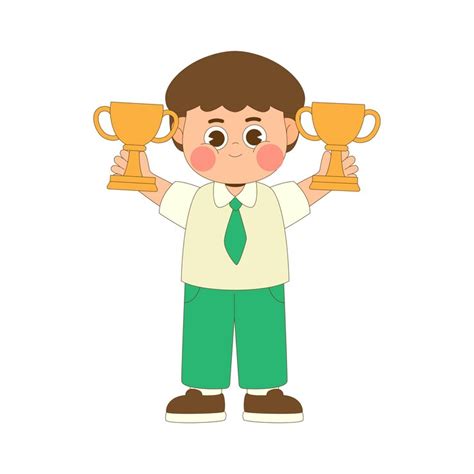 Cute boy student holding cup cartoon character illustration | Premium ...