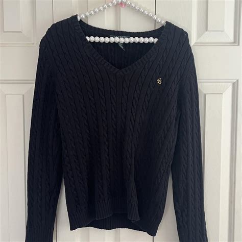 Ralph Lauren black cable knit sweater Women’s 100%... - Depop