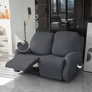 HOKIPO 'SereneSolids' 140 GSM Recliner Stretch Sofa Slipcover 2 Seater ...