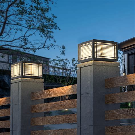 太阳能柱头灯户外庭院灯现代防水别墅大门围墙灯花园柱子门柱柱灯-Taobao