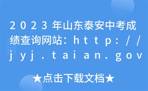 2023年山东泰安中考成绩查询网站：http://jyj.taian.gov.cn/