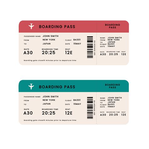 Boarding Pass Ticket Vector Template - Edit Online & Download Example ...