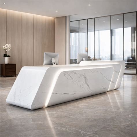Luxury White Marble Reception Desk for Modern Offices – Lakdi.com ...