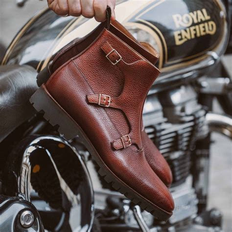 Tan Leather Santana Chunky Monk Strap Boots - With Track Lug Soles ...