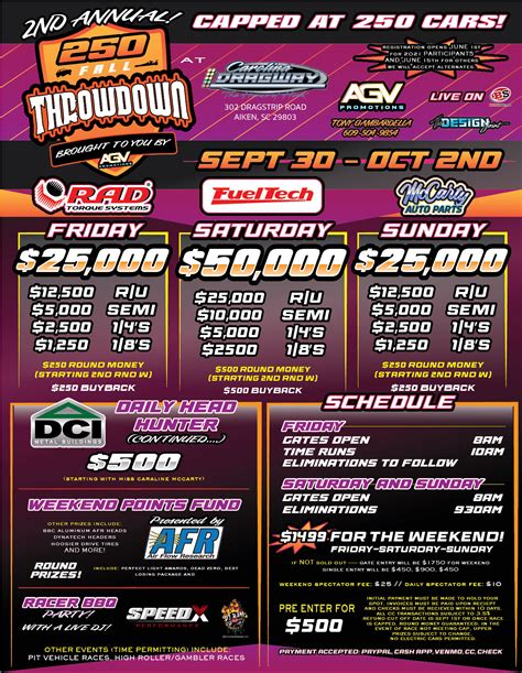 Events for October 2025 – Carolina Dragway "The House of Hook" in Aiken, SC