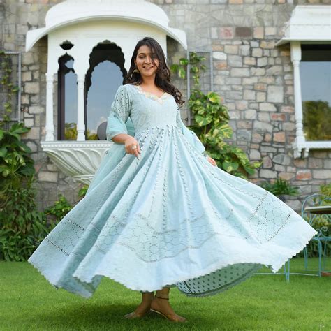 Evening Sky Schiffli Flared suite Set