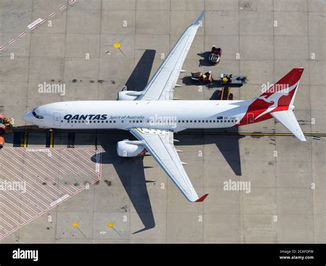 Qantas "Spirit of Australia" Boeing 737 parked at Sydney Kingsford Smith International Airport ...