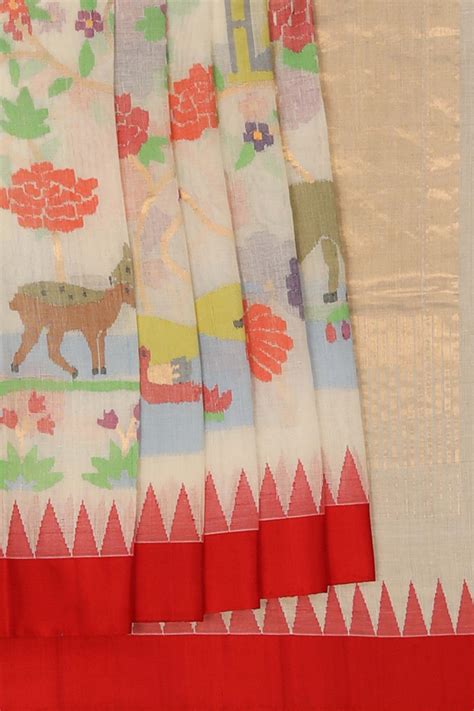 Ponduru Cotton Jamdani Woven Saree – Kalanjali