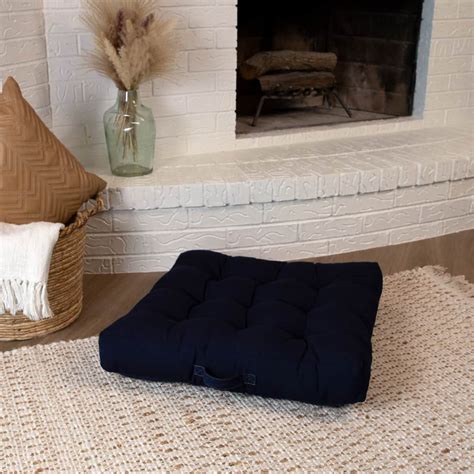 Sorra Home Large Solid Square Tufted Floor Pillow with Handle - On Sale ...