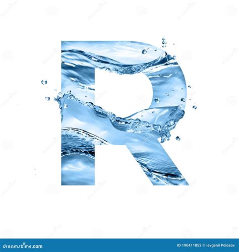 Stylized Font, Text Made of Water Splashes, Capital Letter R, Isolated on White Background Stock ...