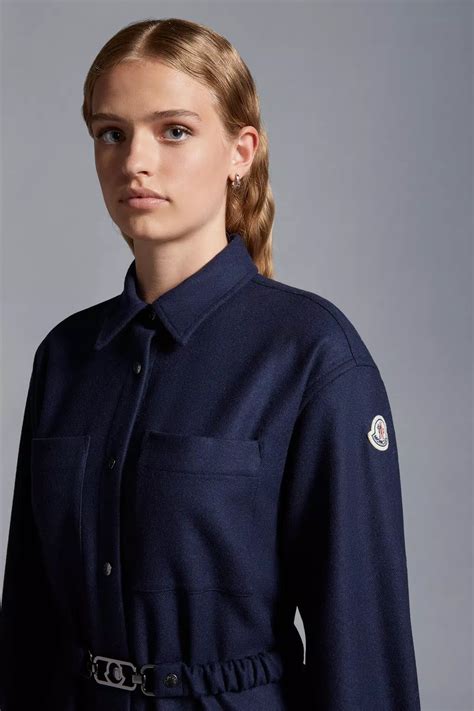 Night Blue Flannel Shirt Dress - Dresses for Women | Moncler HK