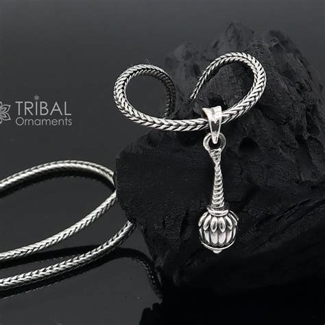 925 sterling silver handmade hanuman weapon Gada pendant symbol of ...