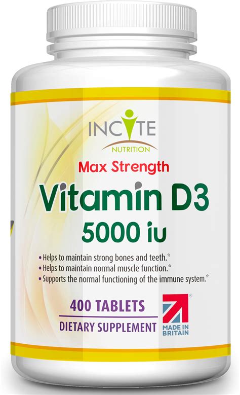 Amazon.com: Incite Nutrition Vitamin D 5000 iu - 400 Premium Vitamin D3 Easy-Swallow Micro ...